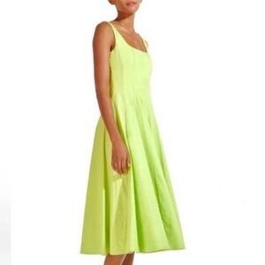 STAUD Wells lime green midi dress size 4